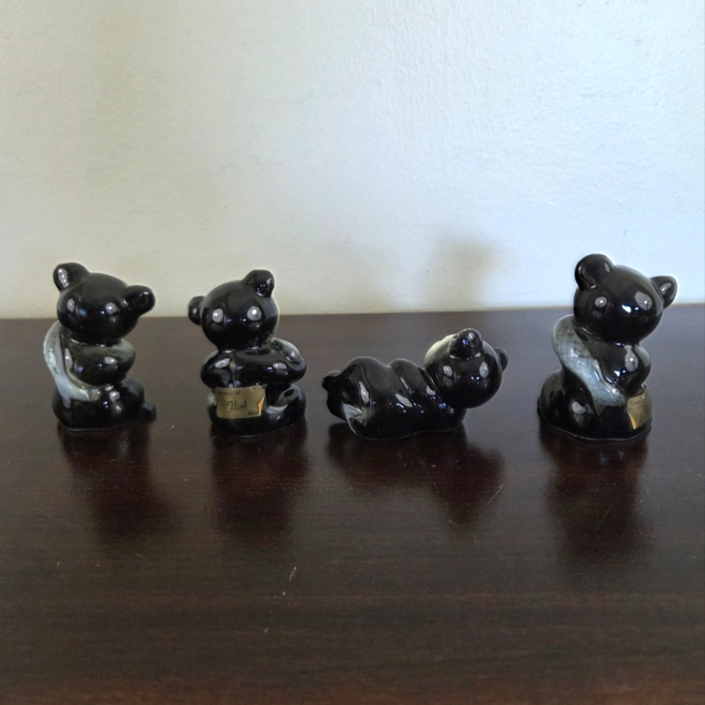 1950s Anthropomorphic Bears Holding Fish Small Figurines Japan 4 Pcs Pre-Owned - Picture 3 of 7